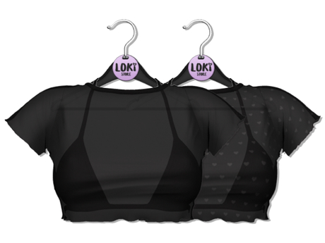 Second Life Marketplace - Loki - Ashley Ruffle Tee & Bra - Black